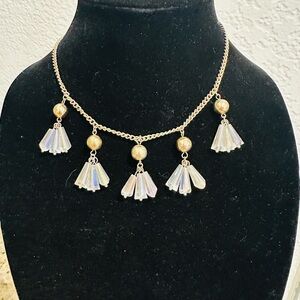 Gold and Silver Necklace with Tassels and Beads